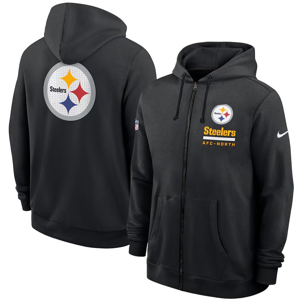 Men 2026 NFL Pittsburgh Steelers zip-up hoodie black 01